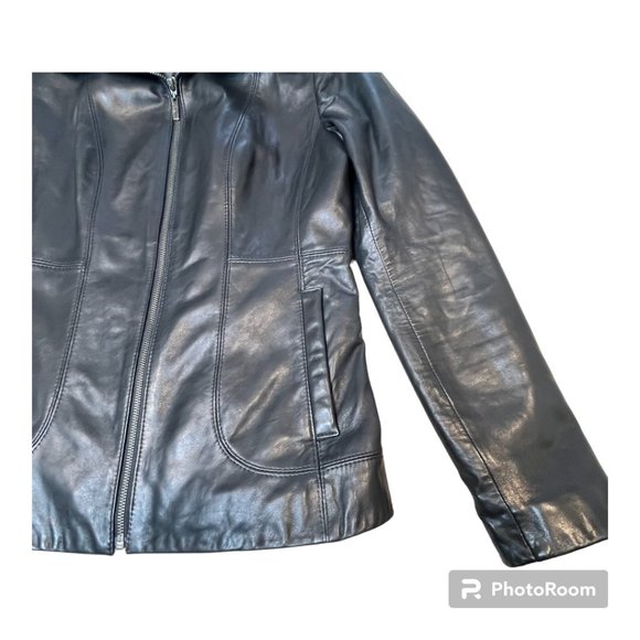 Cole Haan 100% Lambskin Black Leather Jacket - EUC, Size Medium - Picture 3 of 7